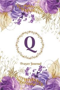 Praise and Worship Prayer Journal - Purple Rose Passion - Monogram Letter Q