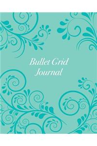 Bullet Grid Journal: Blue Floral Swirl, 150 Dot-Grid Pages, 8-X10-