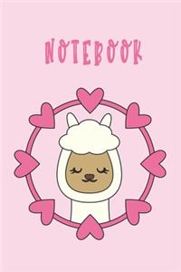 Cute Pink Llama Valentine's Notebook