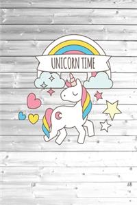 Unicorn Time - Cute Girls Rainbow Heart Journal