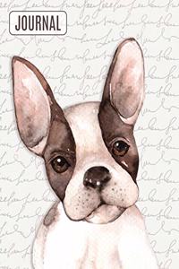 Big Fat Bullet Style Journal Notebook Watercolor Boston Terrier