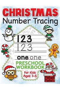 Christmas Number Tracing Preschool Workbook for Kids Ages 3-5