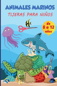Libro de actividades preescolares para niños sobre la práctica de los animales marinos con las tijeras