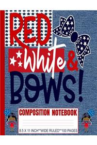 Red White & Bows Composition Notebook