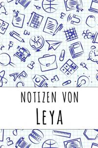 Notizen von Leya: Kariertes Notizbuch mit 5x5 Karomuster für deinen personalisierten Vornamen