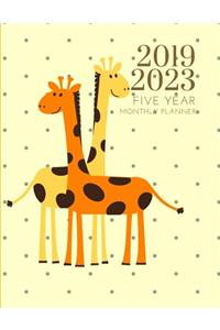 2019-2023 Five Year Planner Giraffe Goals Monthly Schedule Organizer