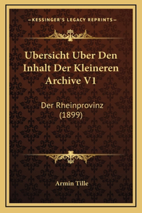 Ubersicht Uber Den Inhalt Der Kleineren Archive V1