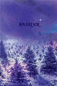 Mystical Snowy Pines Journal with Blues & Purples