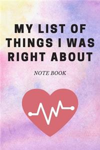 My list of things I was right about