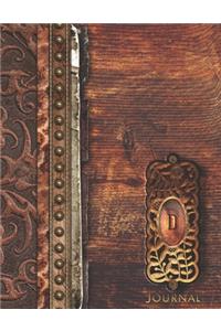 D Journal: Rustic Vintage Designed Initial D Monogram Notebook: Journal Style Blank Lined Paper: Large