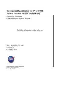 Development Specification for Rv-346/348 Positive Pressure Relief Valves (Pprv)
