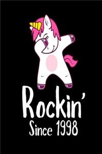 Rockin' Since 1998: Funny Dabbing Unicorn Birthday Gift Notebook for Women