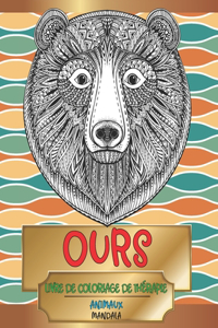 Livre de coloriage de thérapie - Mandala - Animaux - Ours