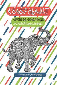 Livre de coloriage - Conceptions anti-stress - Animaux adorables - L'éléphant