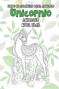Libro de colorear para adultos - Nivel fácil - Animales - Unicornio
