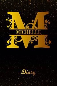 Michelle Diary: Letter M Personalized First Name Personal Writing Journal Black Gold Glittery Space Effect Cover Daily Diaries for Journalists & Writers Note Taking