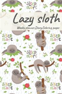 Lazy Sloth, Weekly planner, Diary, Coloring pages