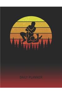 Daily Planner: Wrestler - 2020 - 2021 Daily Planner For 1 Year Of Planning - Retro Vintage Sunset Cover - January 20 - December 20 - Organizer Writing Notebook - P