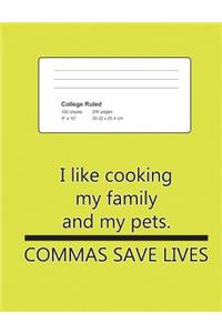Composition Notebook College Ruled Neon Yellow - Commas Save Lives