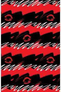 Journal Notebook Red Lips - Abstract Red and Black Pattern