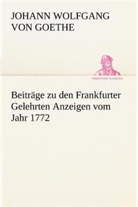 Beitrage Zu Den Frankfurter Gelehrten Anzeigen Vom Jahr 1772