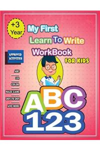 My First Learn To Write Workbook for kids ages +3