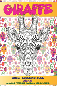 Adult Coloring Book Animal - Amazing Patterns Mandala and Relaxing - Giraffe