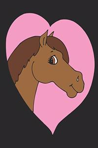 Horse Illustration School Composition Book Equine Horse Pink Heart