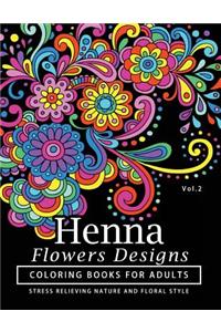 Henna Flowers Designs Coloring Books for Adults