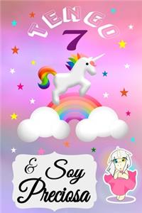 unicornio cuaderno, tengo 7 & soy preciosa, Divertido Libro de Cumpleaños Que se Puede Utilizar como un Diario o Cuaderno de notas