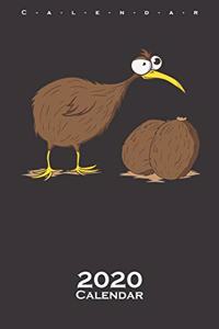 Crazy Kiwi bird with 2 Kiwi fruits Calendar 2020