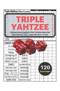 Triple yahtzee score pads