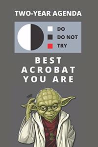 2020 & 2021 Two-Year Daily Planner For Best Acrobat Gift - Funny Yoda Quote Appointment Book - Two Year Weekly Agenda Notebook For Acrobatics Goals