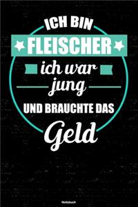 Ich bin Fleischer ich war jung und brauchte das Geld Notizbuch