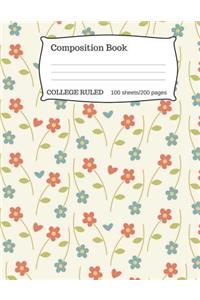 Retro Floral Composition Notebook