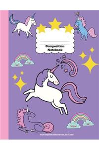 Unicorn Composition Notebook Wide Ruled, Back To School
