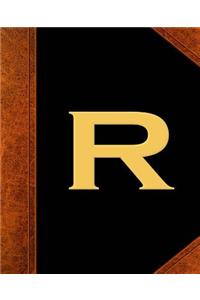 Monogram R Personalized School Composition Book Vintage Style 130 Pages
