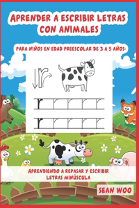 Aprender a escribir letras con animales para niños en edad preescolar de 3 a 5 años