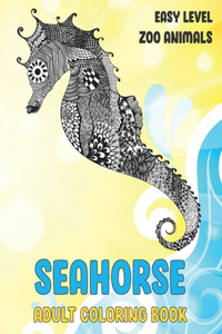 Adult Coloring Book Zoo Animals - Easy Level - Seahorse