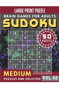 Sudoku Medium: suduko puzzle books for adults large print - suduko for adults medium difficulty for Senior, mom, dad Large Print (Sudoku Brain Games Puzzles Book L