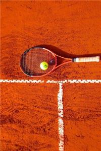 Tennis Ball and Racquet on the Court Journal: 150 Page Lined Notebook/Diary