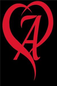 Monogram Initial Letter A Adorable Heart Red and Black
