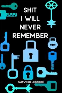 Shit I Will Never Remember Password Logbook