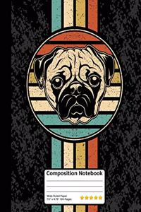 Pug Dog Vintage Composition Notebook
