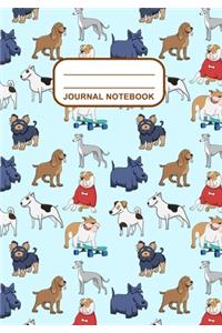 Journal Notebook: Journal, Notebook, Or Diary - Dogs Pattern Cover Design - 120 Blank Lined Pages - 7" X 10" - Matte Finished Soft Cover