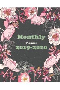 Monthly Planner 2019-2020: Calendar Monthly Schedule Organizer Monthly and Weekly Calendar with Flowers Cover (2019-2020 Calendar Planner)