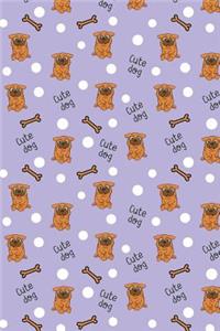 Journal Notebook Pug Dogs Bones and Polka Dots - Mauve