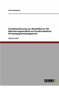 Charakterisierung von Restriktionen für Optimierungsmodelle zur Kundenselektion im Kampagnenmanagement