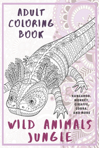 Wild Animals Jungle - Adult Coloring Book - Kangaroo, Monkey, Giraffe, Cobra, and more