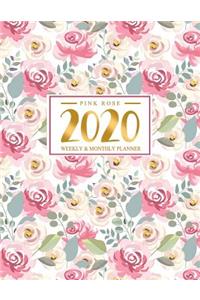 Pink Rose 2020 Weekly And Monthly Planner